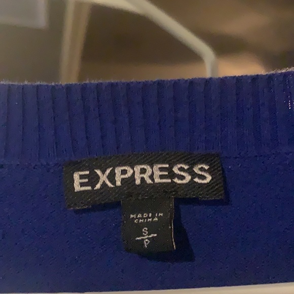 Express lightweight sweater with sequin detail, size S. Royal blue and black - Picture 2 of 8